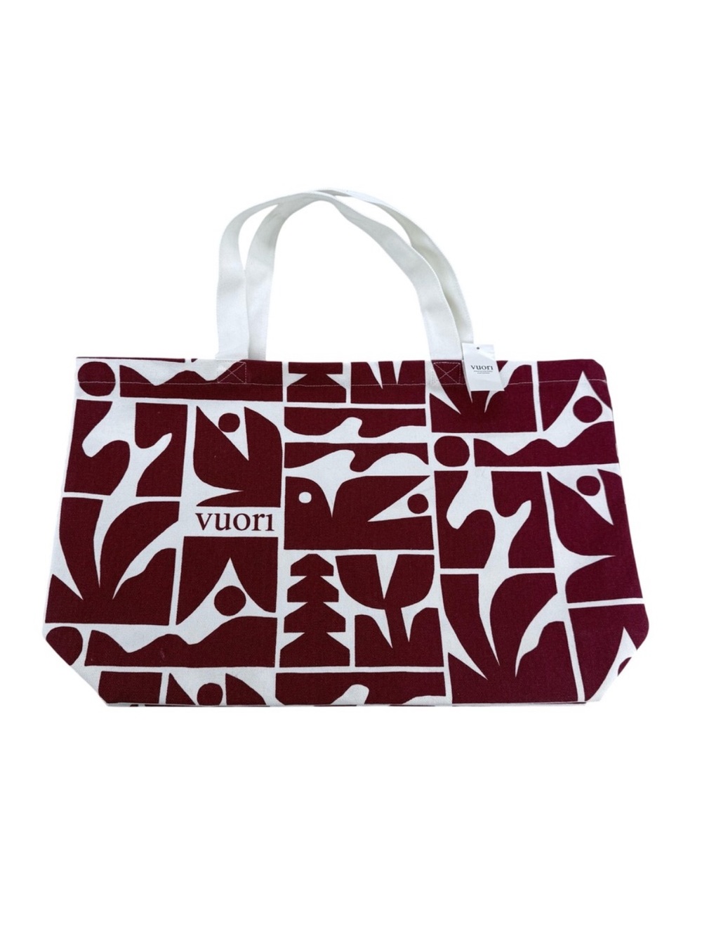 Vuori Maroon & White Graphic Canvas Tote